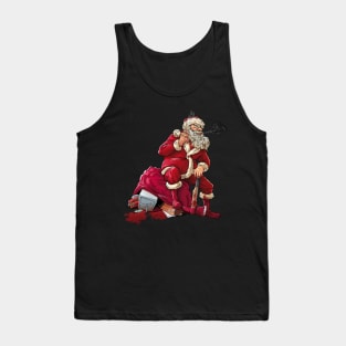 Santa Claus Adult Smoking Gift Dynamite Ax with blood Safe Tank Top